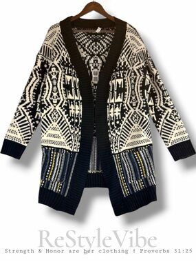 FREEWAY Women’s Size S Sweater Cardigan Tunic Length Open Front ANTHROPOLOGIE